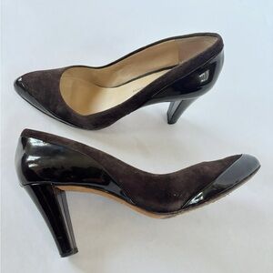Modern Vintage Brown Suede & Patent Leather Pumps | EU 38.5 | Italy
